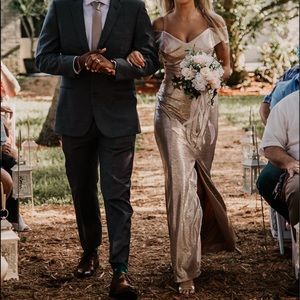 gold bridesmaid/maid of honor dress